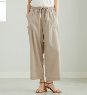 BELLUNA（ベルーナ）の「サラリ快適！ビンテージ調ベイカーワイドパンツ（ワイドパンツ・ガウチョ）」｜グレージュ
