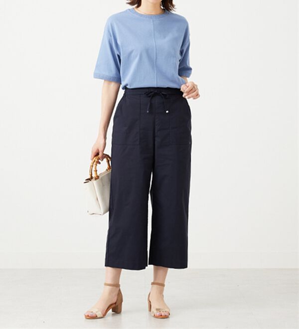 BELLUNA（ベルーナ）の「【店舗・ネット限定】サラリ綿混ベイカーワイドパンツ（ワイドパンツ・ガウチョ）」｜詳細画像