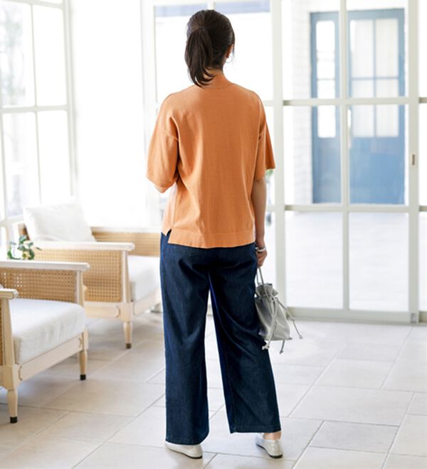 BELLUNA（ベルーナ）の「【選べるデザイン】Ｔシャツが苦手な方に！ひんやり綿混ニットＴ（ニット・セーター）」｜詳細画像