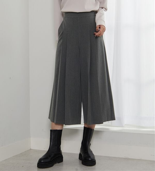 BELLUNA（ベルーナ）の「サマ見えプリーツデザインワイドパンツ（ワイドパンツ・ガウチョ）」｜詳細画像