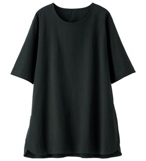 BELLUNA（ベルーナ）の「＜プレミアムスムースコットン＞ロング丈Ｔシャツ（カットソー）」｜黒