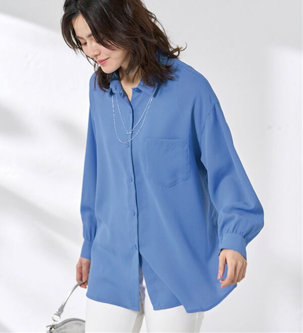 BELLUNA（ベルーナ）の「イージーケア！とろみ素材ビッグシャツ（シャツ）」｜詳細画像