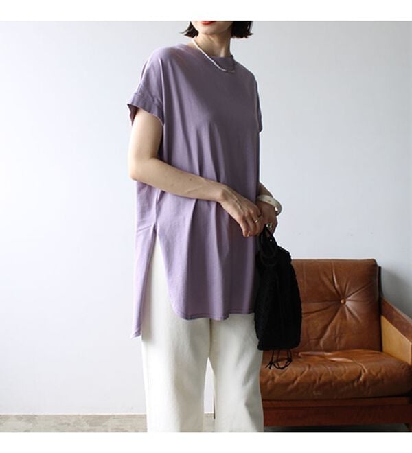 GeeRA（ジーラ）の「綿１００％フレンチスリーブチュニックＴシャツ（カットソー）」｜詳細画像
