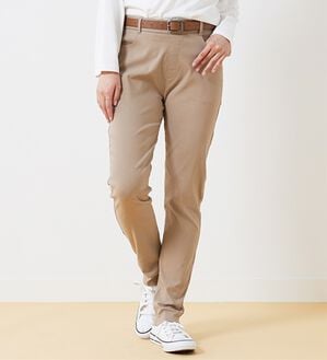 BELLUNA（ベルーナ）の「チノ見えストレッチ素材スリムパンツ（フルレングスパンツ）」｜ベージュ