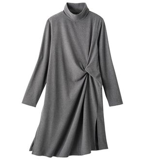 VINNO（ヴィノ）の「暖かピーチ起毛・デザインチュニック（チュニック）」｜チャコール