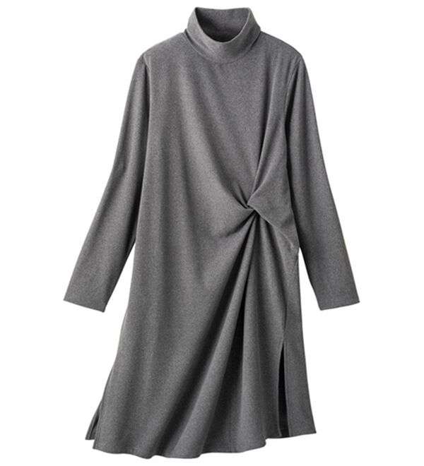 VINNO（ヴィノ）の「暖かピーチ起毛・デザインチュニック（チュニック）」｜チャコール