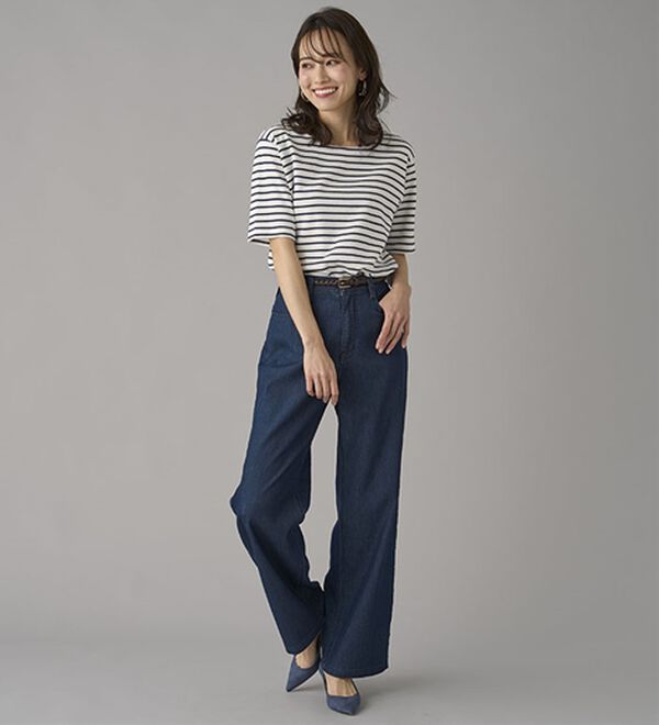 BELLUNA（ベルーナ）の「【チラシ掲載】新感覚！メッシュデニムワイドパンツ（フルレングスパンツ）」｜詳細画像