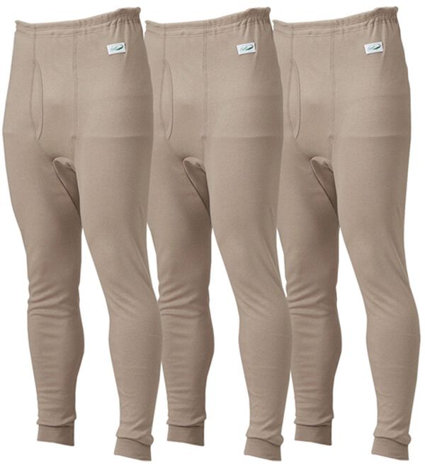 「【３枚組】＜クロコダイル＞極温（Ｒ）厚地×裏起毛綿１００％インナー　長ズボン下（メンズ靴下・タイツ）」｜グレージュ3枚組