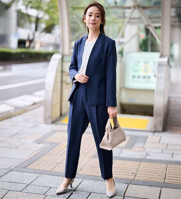 RANAN（ラナン）の「【選べる衿】洗える！春夏ロングシーズン着用可能ベーシック２点ライトスーツ（パンツスーツ）」｜詳細画像