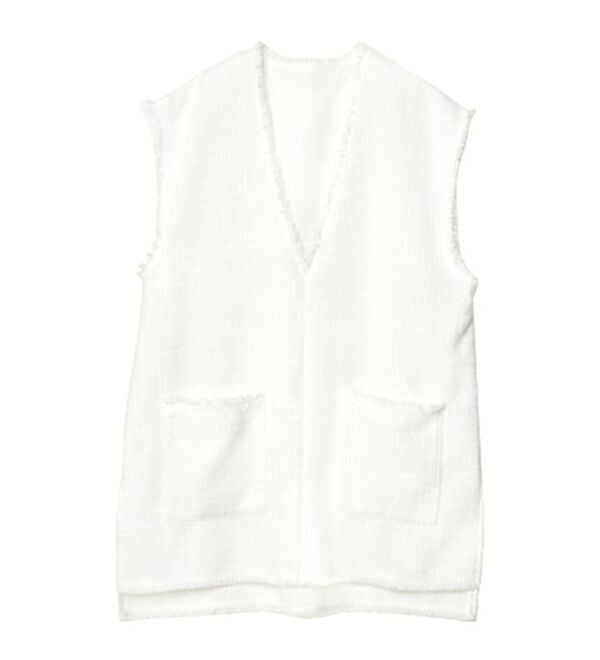 RANAN（ラナン）の「深Ｖツイードベスト（チュニック）」｜詳細画像