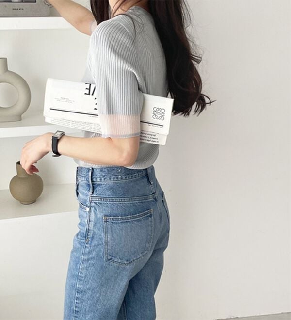 GeeRA（ジーラ）の「『ドラマ着用商品』 袖口シアーリブニット（ニット・セーター）」｜詳細画像