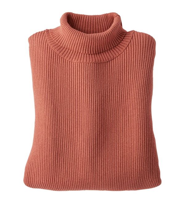 BELLUNA（ベルーナ）の「＜＆ｃｏｃｏｃｈｉ＞ハピネスコットン100％&times;吸湿発熱リブタートルニット（ニット・セーター）」｜詳細画像