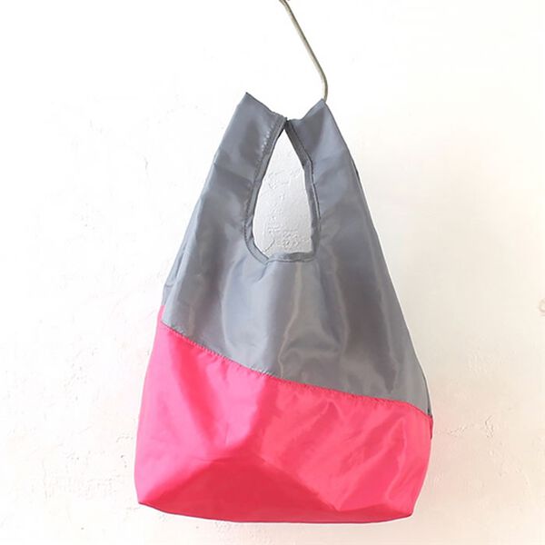 「はっ水マチ広コンパクトエコバッグ（エコバッグ）」｜グレー／ピンク