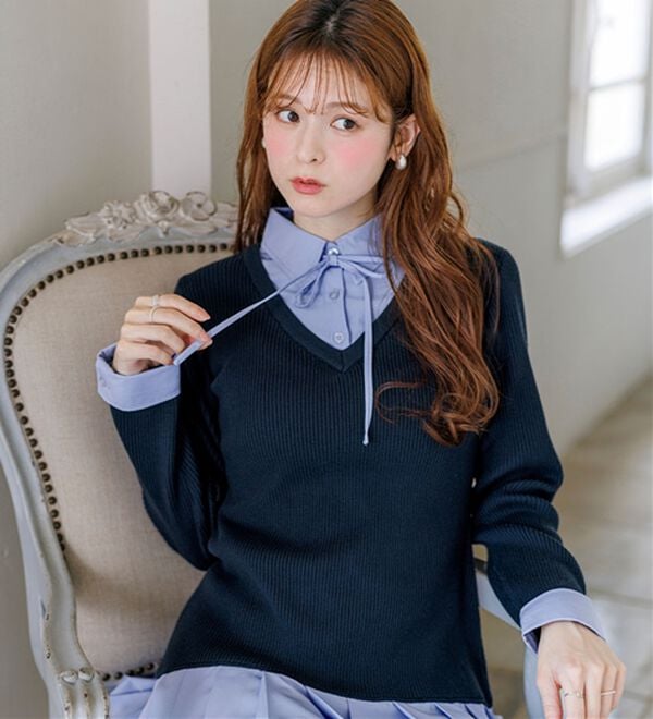 alotta（アロッタ）の「【Corie】シャツドッキングプリーツワンピース（ドッキングワンピース）」｜詳細画像