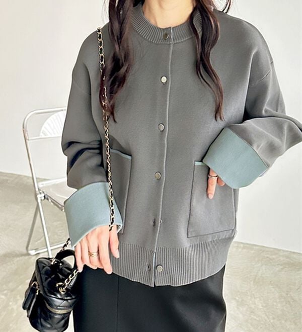 GeeRA（ジーラ）の「配色カラーニットカーディガン（ニットカーディガン）」｜詳細画像