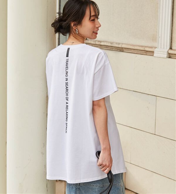 RANAN（ラナン）の「【ひんやり】ロゴプリントチュニックTシャツ（Tシャツ）」｜詳細画像