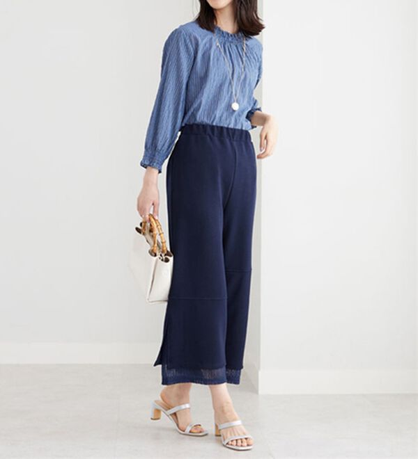 BELLUNA（ベルーナ）の「【Ｌａｇｒｉｌｕａ】裾レース使いアシメ切替デザインパンツ（ワイドパンツ・ガウチョ）」｜詳細画像