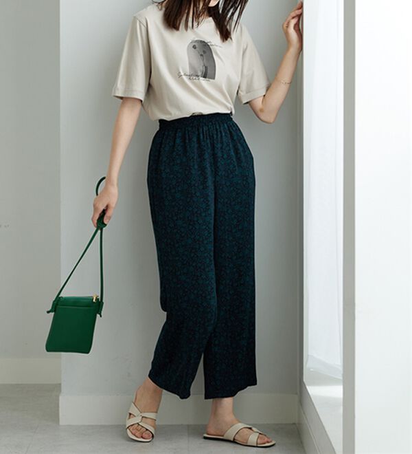 BELLUNA（ベルーナ）の「ヒンヤリ冷感！プリントワイドパンツ（ワイドパンツ・ガウチョ）」｜詳細画像