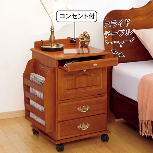 「天然木リビングワゴン（収納ケース・収納ボックス）」｜詳細画像