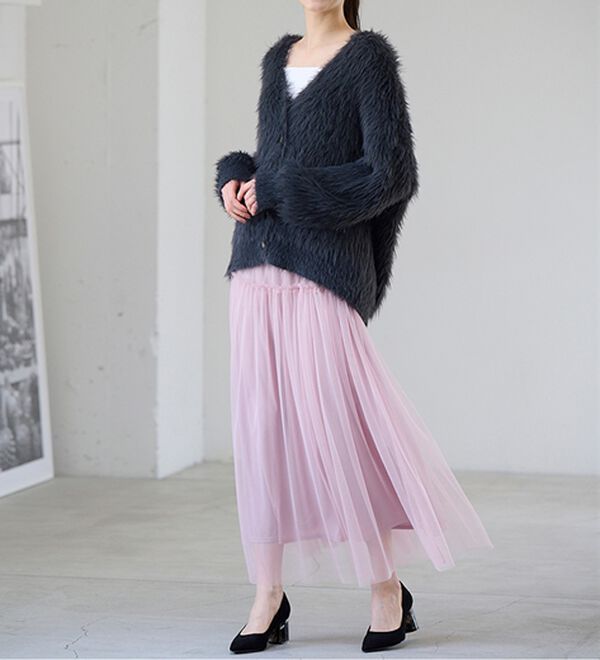 RANAN（ラナン）の「ロングフェザーシャギーオーバーカーデ（ニットカーディガン）」｜詳細画像