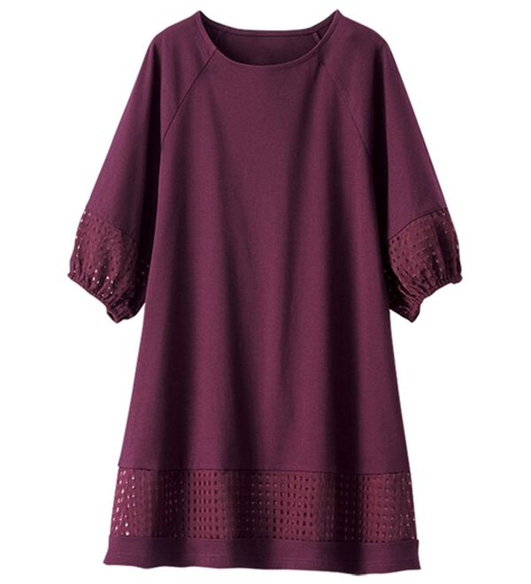 BELLUNA（ベルーナ）の「汗ジミ対策！シアーチェック切替チュニック（チュニック）」｜詳細画像