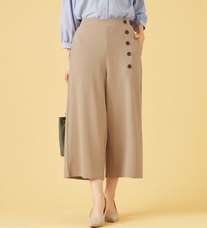 BELLUNA（ベルーナ）の「ジョーゼット素材サイドボタンワイドパンツ（ワイドパンツ・ガウチョ）」｜ベージュ
