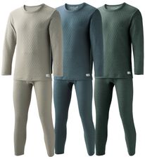 「【３着組】＜クロコダイル＞ウール入肌側綿１００％極温（Ｒ）キルトインナー上下３着組（メンズ肌着・インナーウェア）」