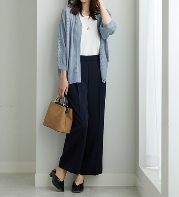 BELLUNA（ベルーナ）の「メランジストレッチ素材ワイドパンツ（ワイドパンツ・ガウチョ）」｜詳細画像