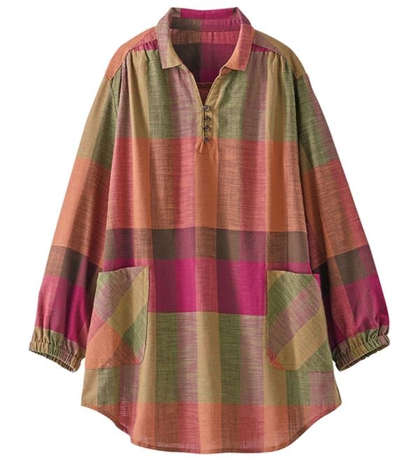 BELLUNA（ベルーナ）の「そのままお出かけ！スラブ素材かっぽうチュニック（チュニック）」｜詳細画像