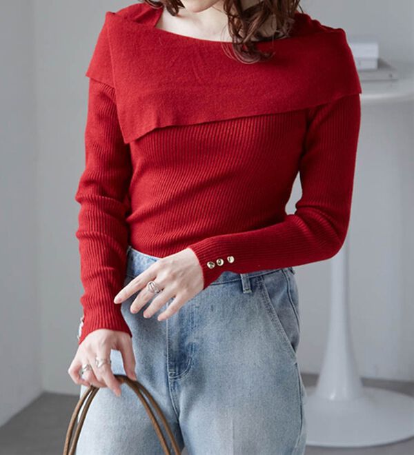 RANAN（ラナン）の「アシメオフショルリブニット（ニット・セーター）」｜詳細画像