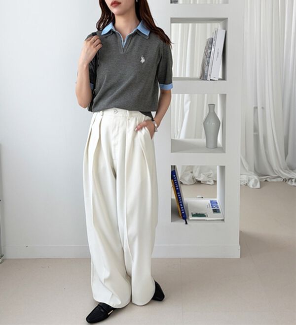 GeeRA（ジーラ）の「【ＵＳ．ＰＯＬＯ．ＡＳＳＮ】衿付ポロニットトップス（ニット・セーター）」｜詳細画像