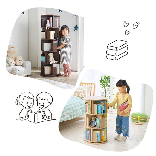 iellio（イエリオ）の「回転コミック収納ラック＜本棚・収納棚＞（ラック・棚・本棚）」｜詳細画像