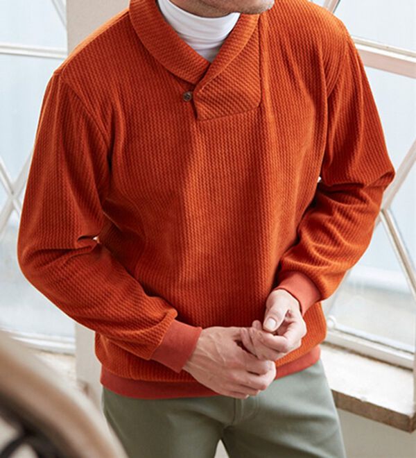 「＜コムルヴァン・オム＞柔らか素材の首元暖か衿トレーナー（メンズトレーナー）」｜詳細画像
