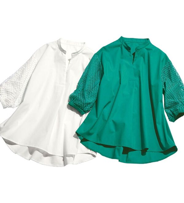 RANAN（ラナン）の「メッシュスリーブブラウス（ブラウス）」｜詳細画像