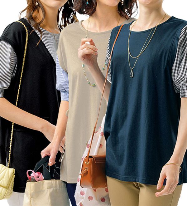 ルフラン（ルフラン）の「【３色組】重ね着風！デザイン違いプルオーバー（カットソー）」｜詳細画像