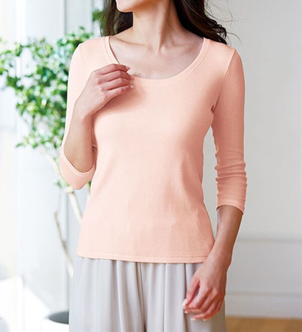 LAVIENNE（ラヴィエンヌ）の「綿１００％お肌に優しいオーガニックコットン８分袖インナー（肌着・インナーウェア）」｜詳細画像