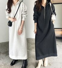 GeeRA（ジーラ）の「【あったか裏起毛】ハーフジップパーカーワンピース（カットソーワンピース）」