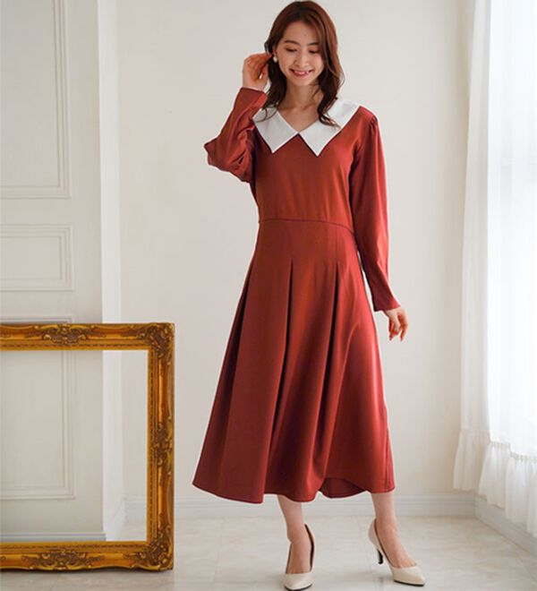 A HAPPY MARILYN（アハッピーマリリン）の「【Ｌ～６Ｌ】【ＭａｒｉｌｙｎＳｗｅｅｔ】体型別フェミニン ボリュームフレアワンピース（ロングワンピース）」｜詳細画像