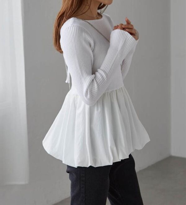 RANAN（ラナン）の「裾バルーンドッキングリブニット（ニット・セーター）」｜詳細画像