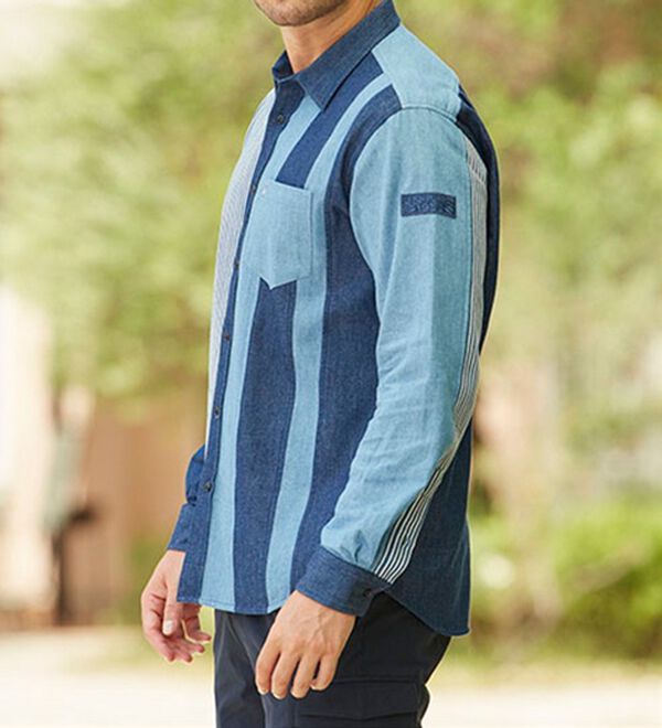 「＜ハッシュパピー＞切替えお洒落なデニムシャツ（メンズシャツ）」｜詳細画像