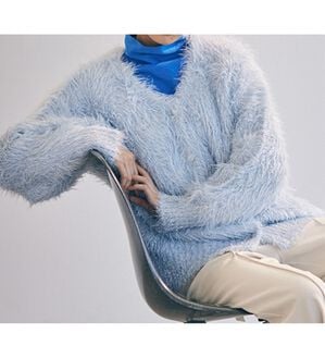 RANAN（ラナン）の「ラメ2WAYシャギーニットカーディガン（ニットカーディガン）」｜ブルー系