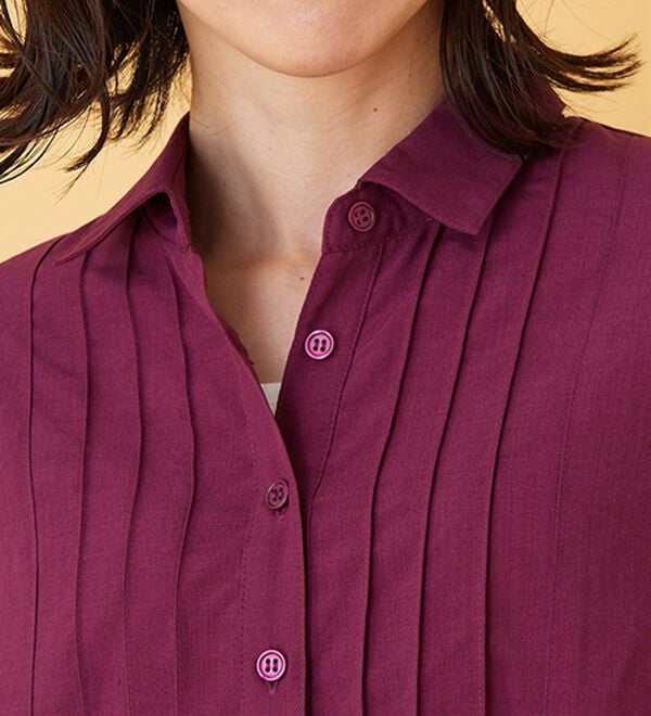 BELLUNA（ベルーナ）の「麻調素材タックデザインシャツチュニック（チュニック）」｜詳細画像