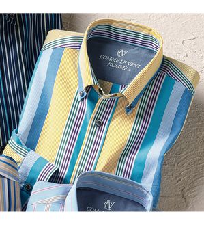 「＜コムルヴァン・オム＞毎日快適ソフトオックスシャツ（メンズシャツ）」｜マルチカラーストライプ