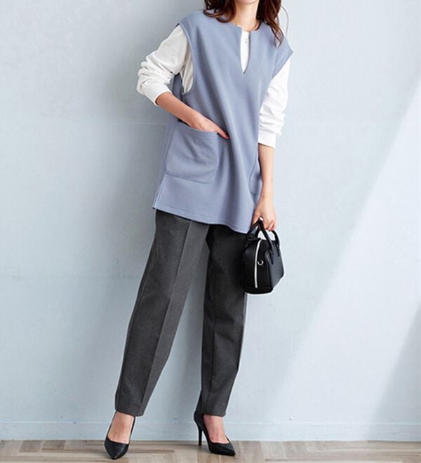 BELLUNA（ベルーナ）の「【2点セット】静電気防止インナー付ベストアンサンブル（アンサンブル）」｜詳細画像