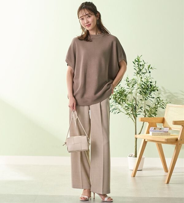 BELLUNA（ベルーナ）の「リネンタッチ美脚タックワイドパンツ（フルレングスパンツ）」｜詳細画像