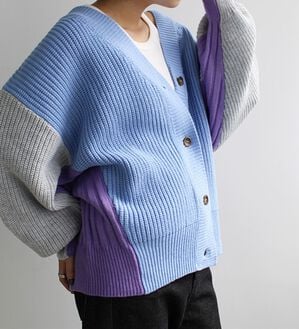 GeeRA（ジーラ）の「前後２ＷＡＹブロック配色ニット（ニットカーディガン）」｜詳細画像
