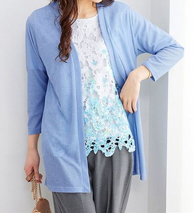 BELLUNA（ベルーナ）の「花柄プリントレースカーディガンアンサンブル（アンサンブル）」