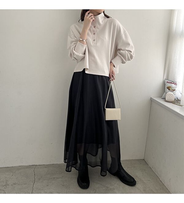 GeeRA（ジーラ）の「ダンボールハーフスナップショートプルオーバー（カットソー）」｜詳細画像