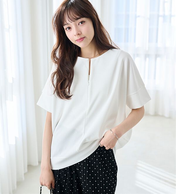 RANAN（ラナン）の「【4つの機能付】ひんやりハーフジップコクーンチュニック（チュニック）」｜詳細画像