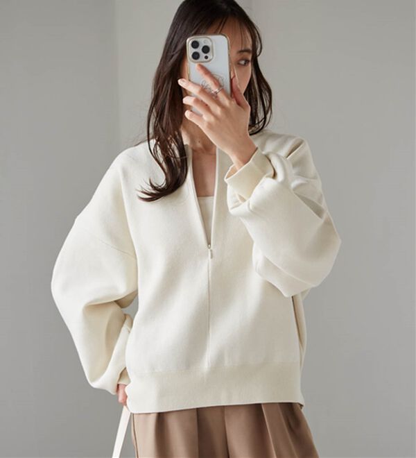 RANAN（ラナン）の「ハーフジップスウェットライクニット（ニット・セーター）」｜詳細画像